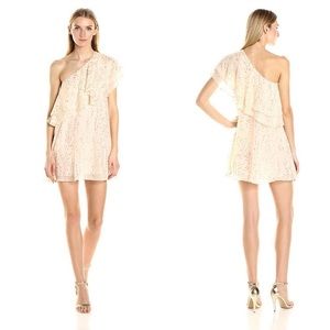 • Rachel Zoe • One Shoulder Ruffle Metallic Dress